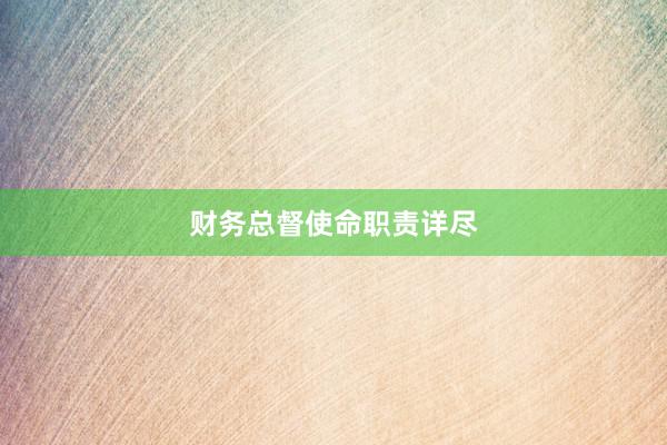 财务总督使命职责详尽
